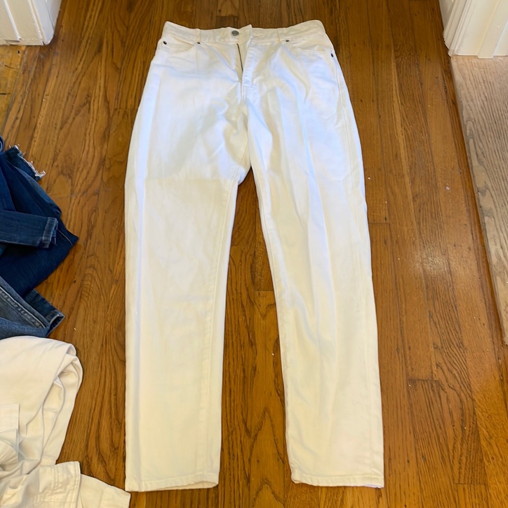 DR DENIM WHITE HIGH RISE JEAN, MOM JEAN, size 27